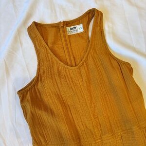 Jetty Women’s Mustard Yellow Sleeveless Romper XS – Pockets, Back Zipper, Casual